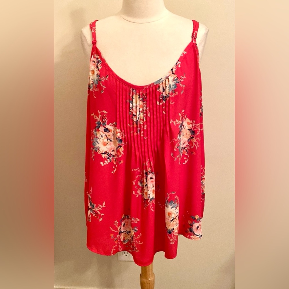 Torrid Sophie Raspberry Floral 3X Preppy Boho Chic Romantic Georgette Swing Top
